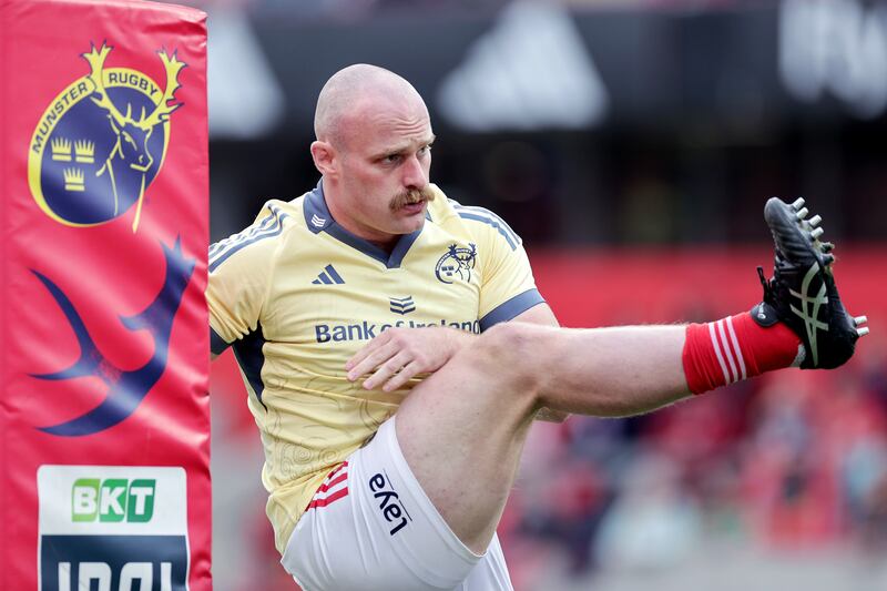 Munster's Oli Jager during the warm-up. Photograph: Laszlo Geczo/Inpho
