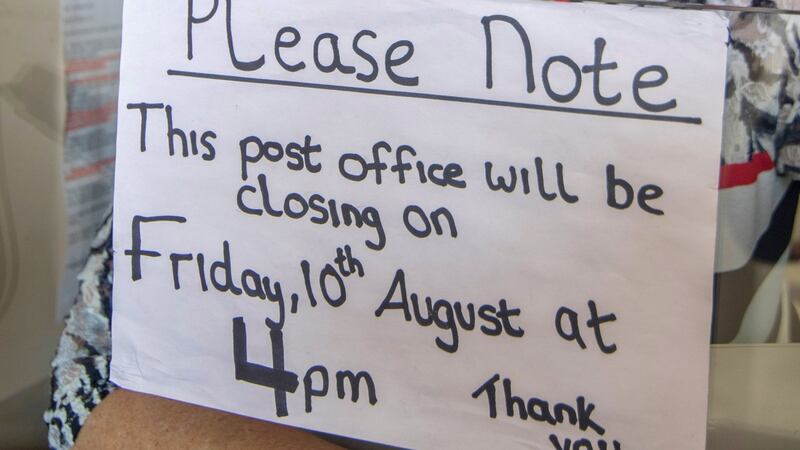 The sign notifying customers of the closure of the post office. Photograph: North West Newspix