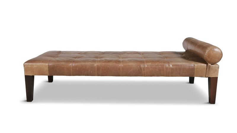 Brown leather buttoned daybed €500– €700 at Adam’s