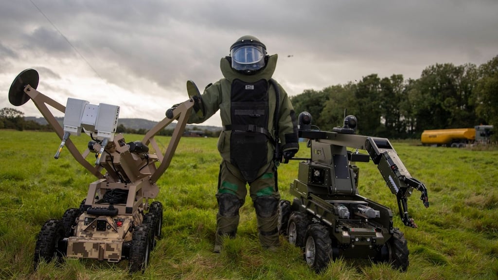 A suspicious object discovered in Galway city was deemed to be a viable explosive device by an Army bomb disposal team.  File photograph: Defence Forces/Facebook