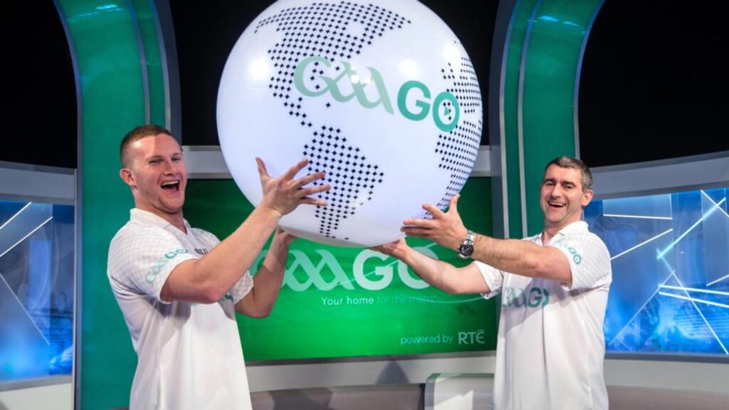Pictured at yesterday’s GAAGO launch were Dublin footballer Ciarán Kilkenny and former Tipperary manager Liam Sheedy. Photograph: James Crombie/Inpho