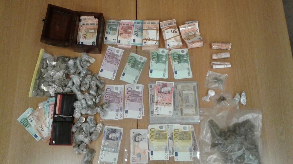 Cannabis herbs with an approximate street value of €3,000 and cocaine with an approximate street value of €500 were found during the search