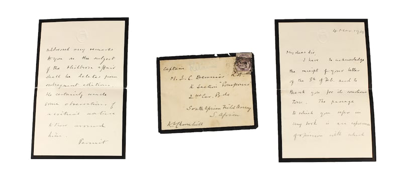Lot 429: Letter from Winston Churchill to Capt. M Dennis, €2,000- 3,000