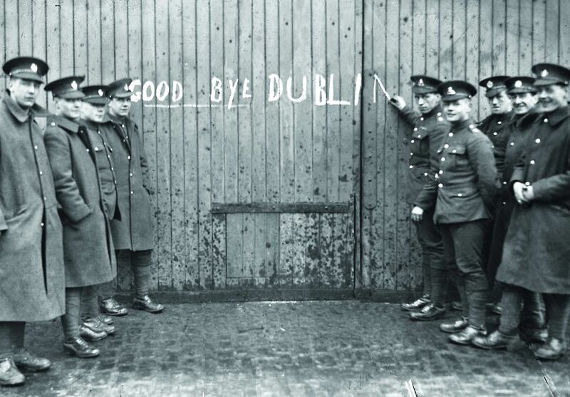 British troops mark their impending departure from Dublin. Photograph: National Library of Ireland