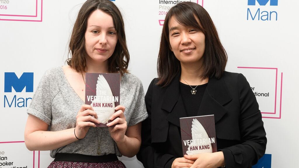 Translator Deborah Smith and author Han Kang will share the £50,000 prize equally. Photograph: Leon Neal/AFP/Getty Images