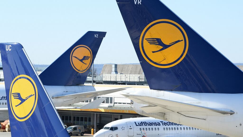 Aircrafts of German airline Lufthansa that at the airport in Frankfurt am Main, western Germany. Lufthansa said on Thursday that it it lost a record €6.7 billion last year. Photograph: ARNE DEDERT/POOL/AFP via Getty Images