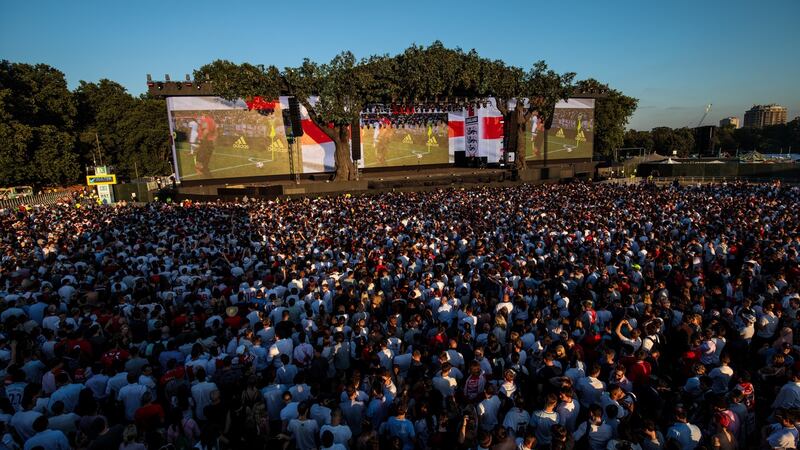 England fans watch a screening of the semi-final in Hyde Park. Photograph: Jack Taylor/Getty Images