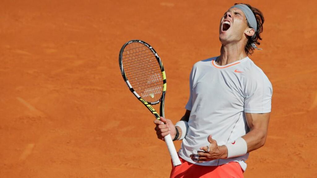Rafael Nadal of Spain during his men’s singles semi-final win over Novak Djokovic of Serbia at the French Open at Roland Garros. Photograph: Philippe Wojazer/Reuters