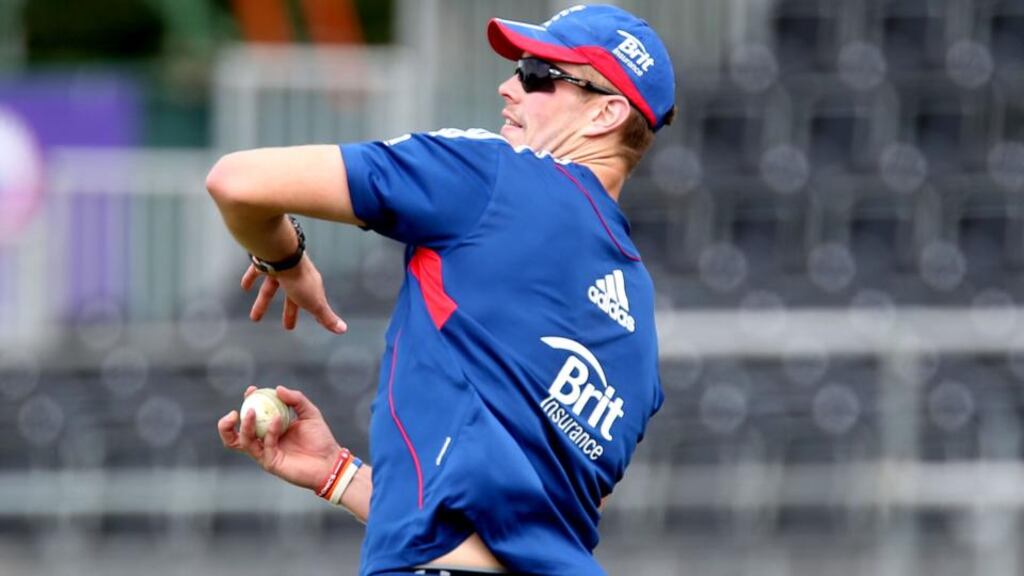 Boyd Rankin during England’s training session at Malahide CC yesterday.