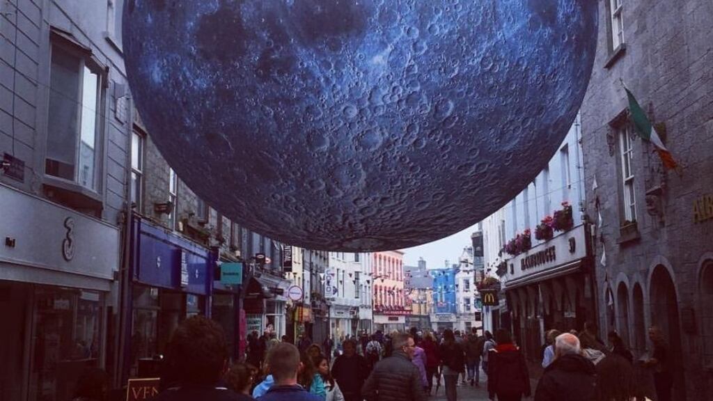 The Museum of the Moon installation near Lynch’s Castle on Shop Street, Galway.