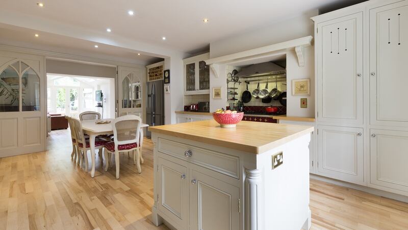 The basement-level extension to the rear throws light back into the kitchen