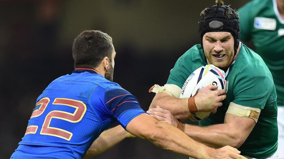 France’s fly half Remi Tales ackles Ireland’s flanker Sean O’Brien at the Millennium Stadium. Photo: Getty Images