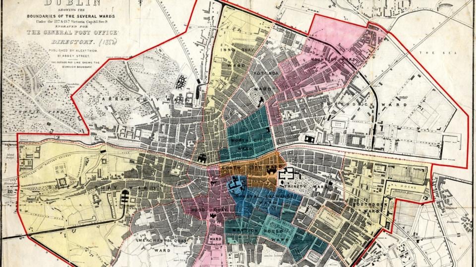 General Post Office Map of Dublin, 1852 (Dublin City Library & Archive)