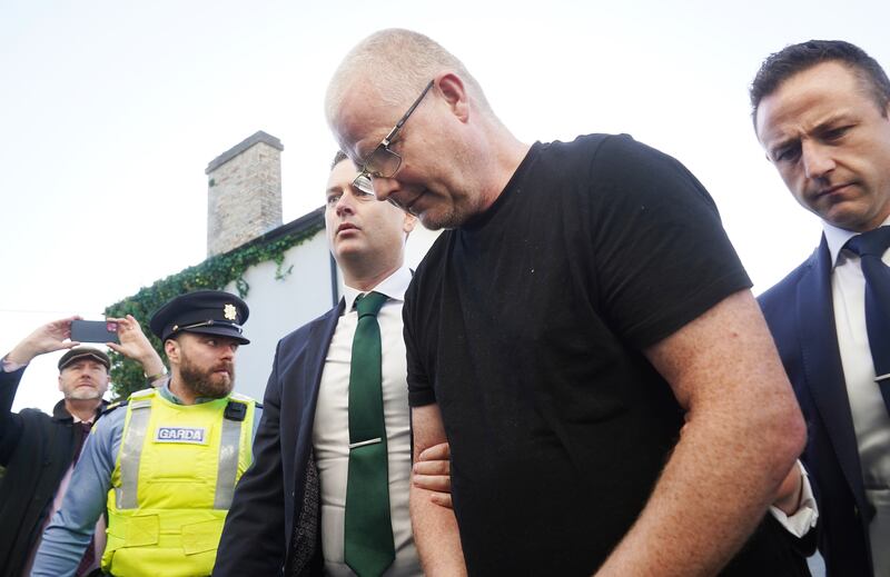Richard Satchwell arriving at the District Court where he was charged with murdering Tina Satchwell in October 2023. Photograph: Brian Lawless/PA Wire