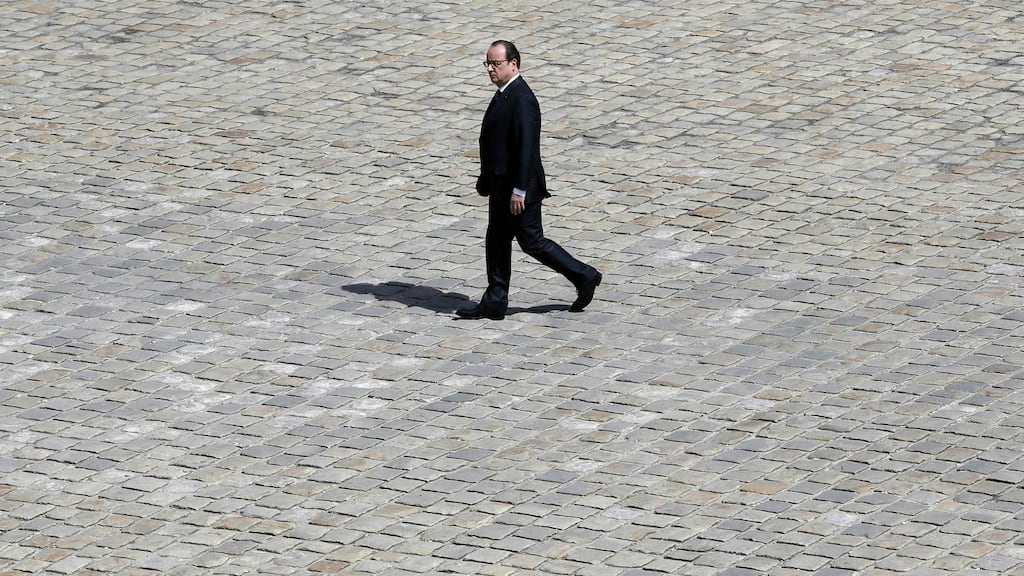 French president François Hollande: a strong majority of voters want neither him  nor his predecessor Nicolas Sarkozy to be candidates next year but both fight on. Photograph: Patrick Kovarik/AFP/Getty Images