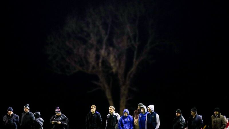 Supporters at the O’Byrne Cup match at Faithful Fields in Kilcormac. Photograph: Tommy Dickson/Inpho