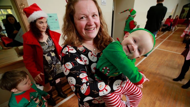 Valerie Donovan with her son Matthew (left) and Caroline Kinsella with son Sam McLeod (11 months) at the Julianstown Autism Support Group in Meath. Photograph: Nick Bradshaw
