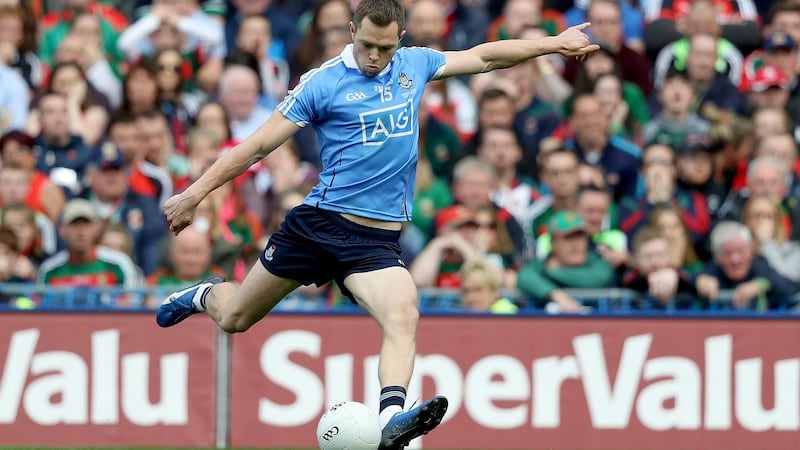 Dublin’s Dean Rock scores the winning point in the 2017 All-Ireland football final against Mayo. Photograph: Tommy Dickson/Inpho