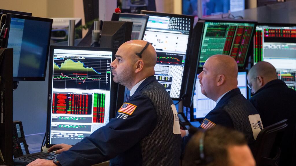 Traders work on the floor of the New York Stock Exchange. Photograph: Michael Nagle/Bloomberg