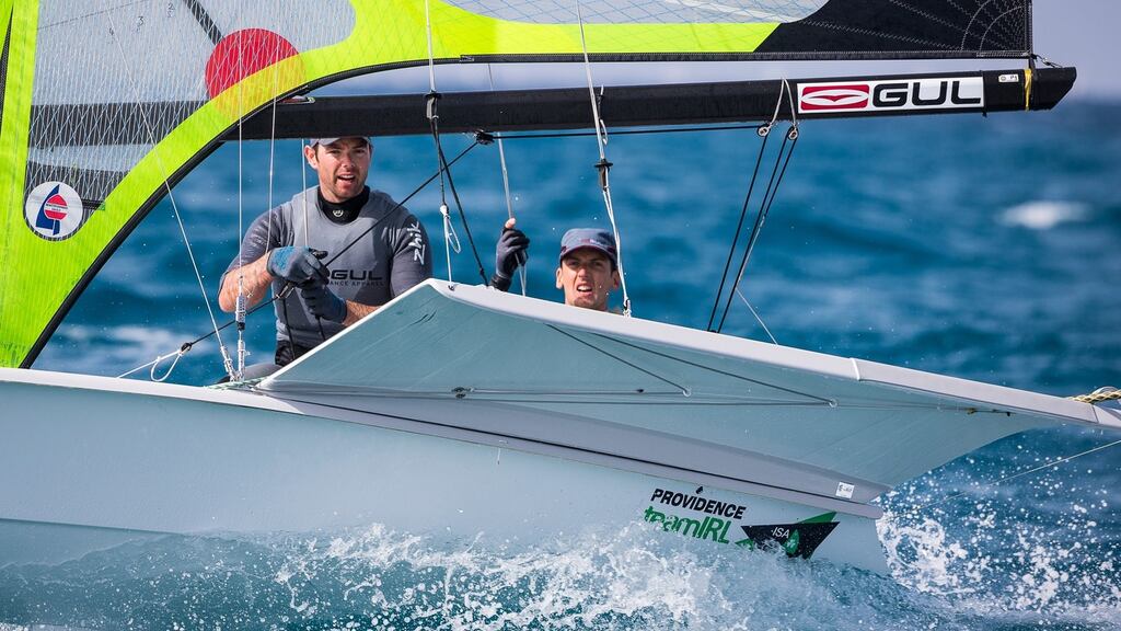 Providence Team Ireland’s Matt McGovern and Ryan Seaton competing in the 49er skiff in Palma. Photograph: David Branigan/Oceansport.