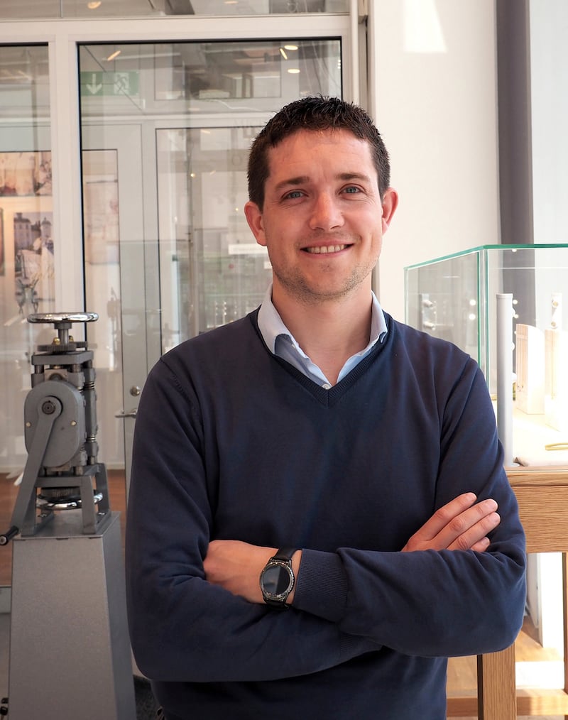Michael O Dwyer, jeweller at his studio in Stockholm.