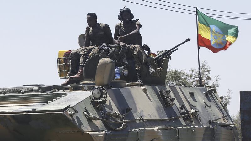 Units of the Ethiopian army patrol the streets of Mekelle city, in the Tigray region of northern Ethiopia. Photograph: Minasse Wondimu Hailu/Anadolu Agency via Getty Images