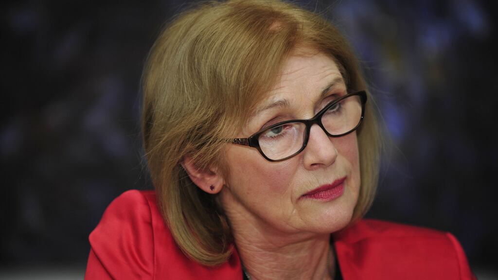 14/10/2014....News...Minister for Education and Skills Jan O'Sullivan picutred at a press conference detailing the education budget.Photograph: Aidan Crawley