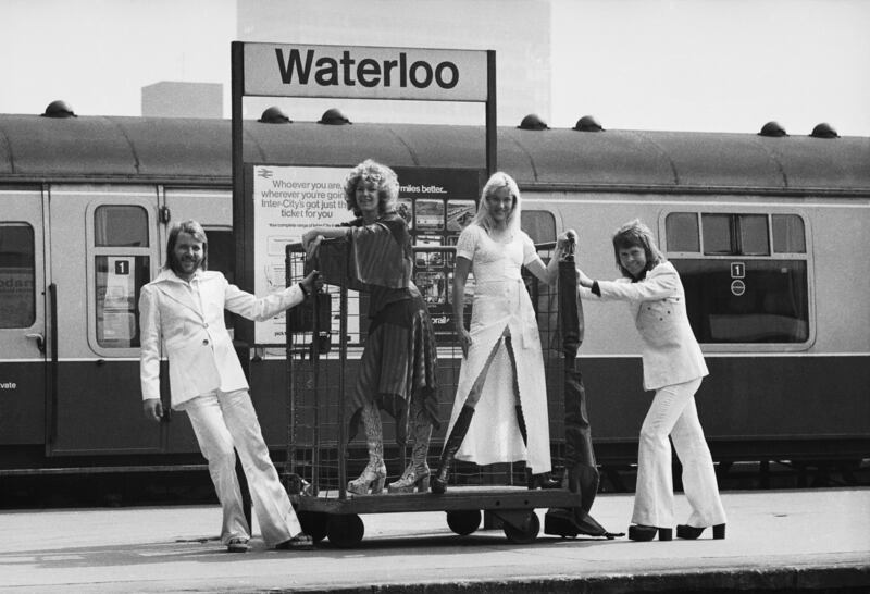 Abba at Waterloo railway station in 1974. Photograph: John Downing/Express/Getty