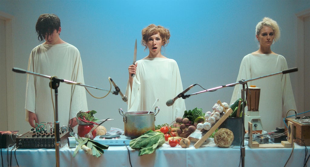 Asa Butterfield, Ariane Labed and Gwendoline Christie in Flux Gourmet