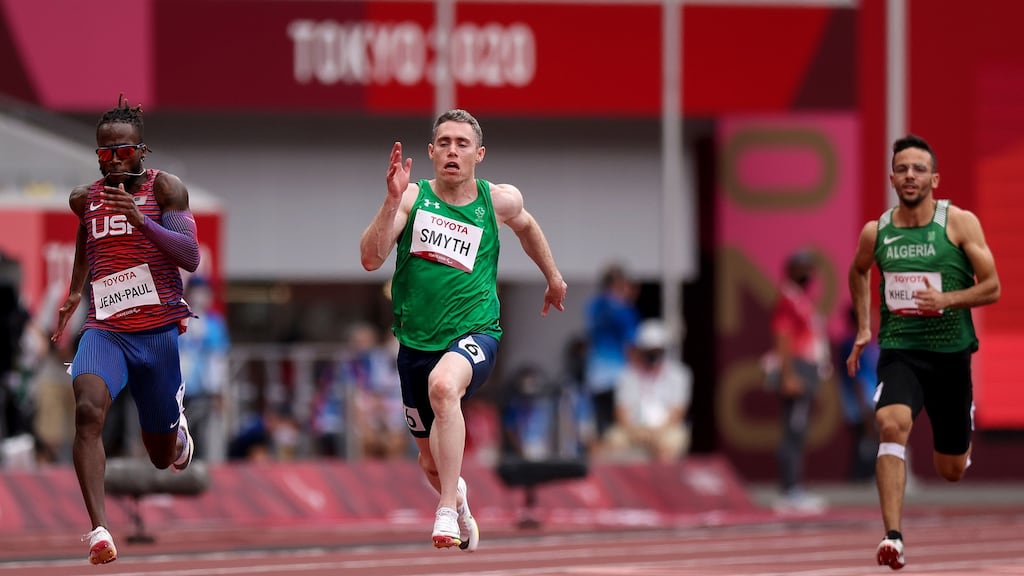 Ireland’s Jason Smyth on his way to winning his heat. Photograph: Tommy Dickson/Inpho