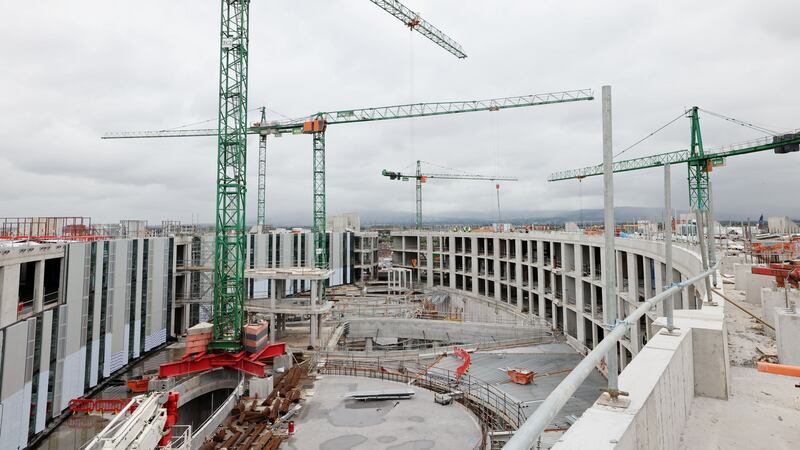 The roof of the construction site of the National Children Hospital, overlooking the inner courtyard and roof garden. Photograph: Alan Betson/The Irish Times