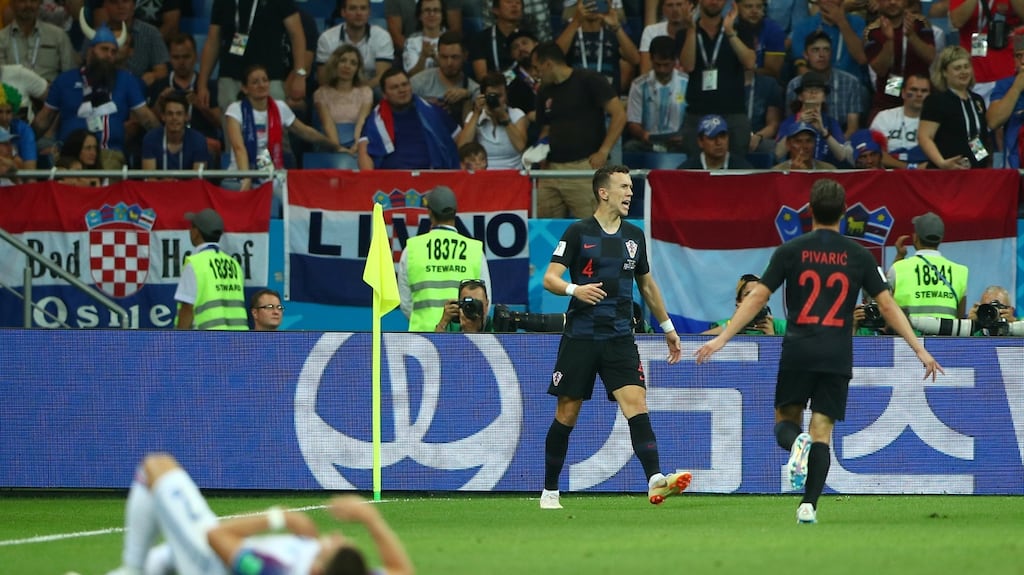 Croatia’s Ivan Perisic celebrates scoring their second goal during the 2018 World Cup Group D win over Iceland. Photo: Hannah McKay/Reuters