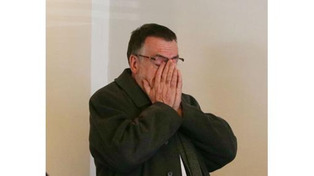 Irish Congress of Trade Unions public services committee chairman Shay Cody shows his exhaustion after a press conference in Dublin today. Photograph: Julien Behal/PA Wire