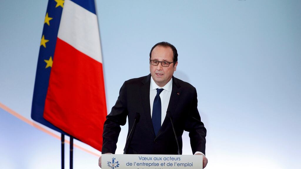 President François Hollande: “Aside from the security of the French people, the only question that matters is employment.” Photograph: Yoan Valat/Reuters