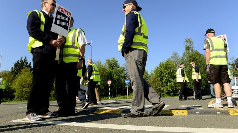 Luas drivers on strike last Friday. Photograph: Cyril Byrne / The Irish Times