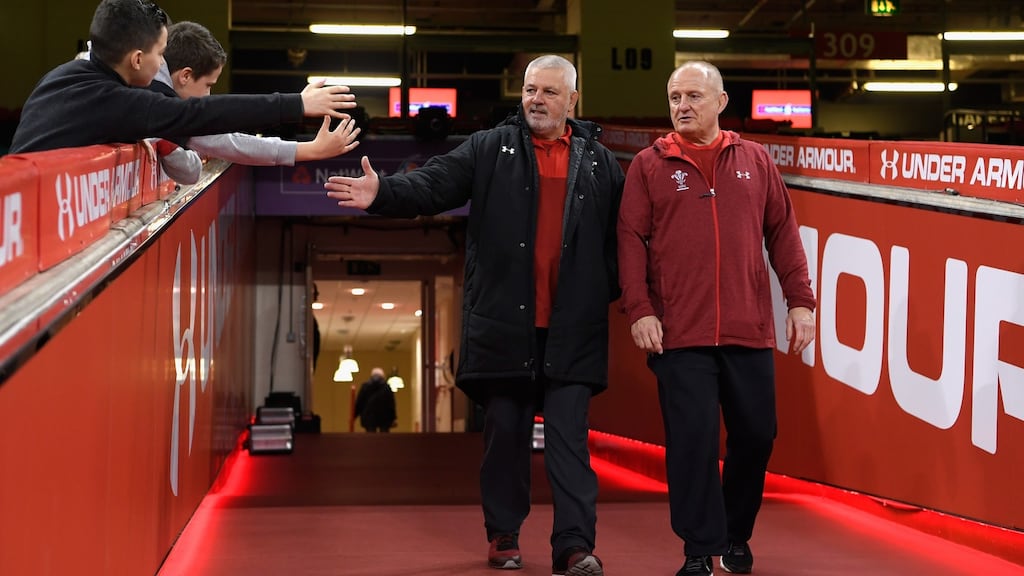 Wales head coach Warren Gatland emerges from the tunnel before the captain’s run ahead of their opening Six Nations match against Scotland on Saturday in Cardiff, Wales. Photograph: Stu Forster/Getty Images