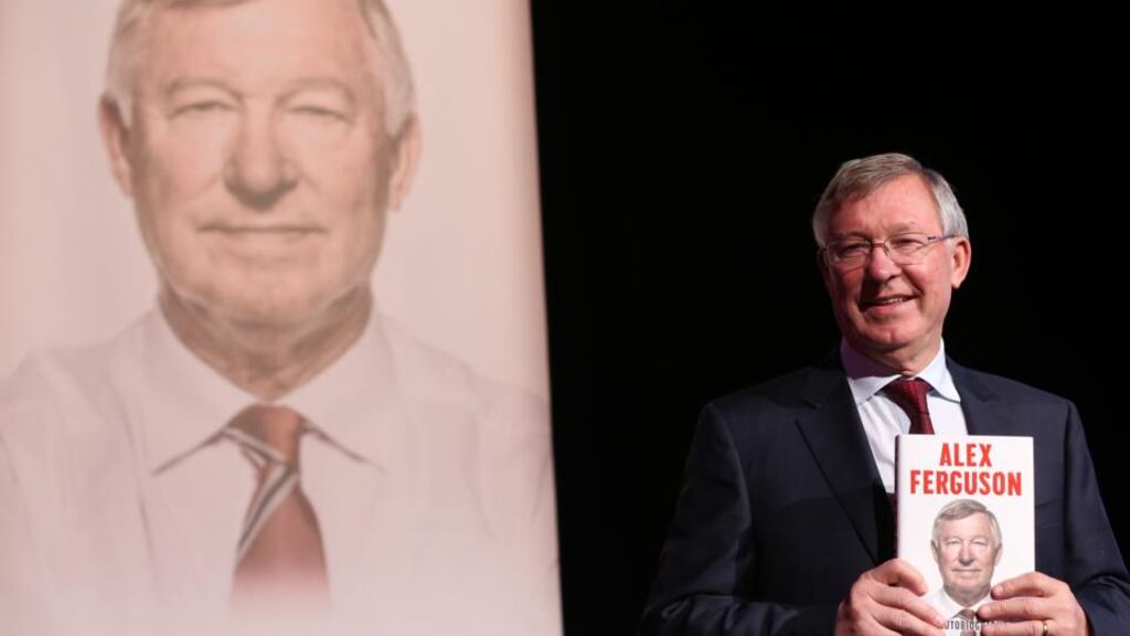 Alex Ferguson with his new book at the Convention Centre in Dublin last night. Photo: Cathal Noonan/Inpho
