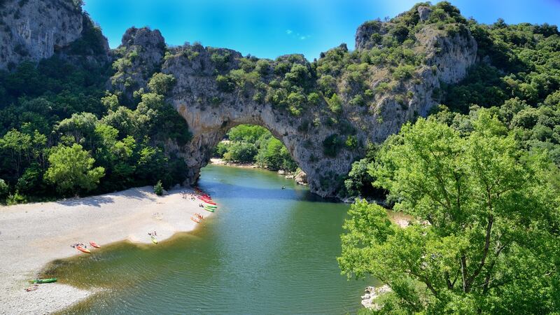 Kayaking in the Ardèche river gorge in France