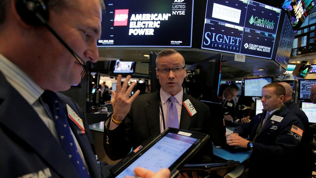 The New York Stock Exchange. The Dow Jones Industrial Average fell more than 1 per cent on Wednesday as industrial stocks tumbled over growing fears of a trade war between the US and China. Photograph: Andrew Kelly/Reuters