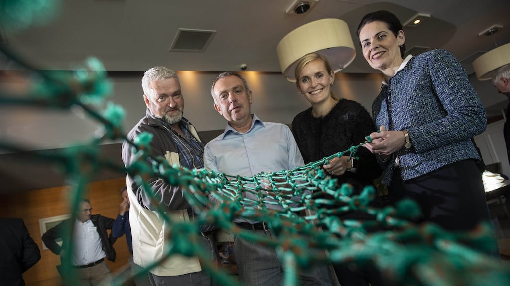 National waste recycling strategy: Myles Mulligan, Bord Iascaigh Mhara; Rodney O'Sullivan, Swan Net Gundry; Alena Petrikovicova, EU Commission; and Evelyn Kierans, Swan Net Gundry. Members of Ireland’s fishing sector are working with recycling companies and Government to recycle marine waste