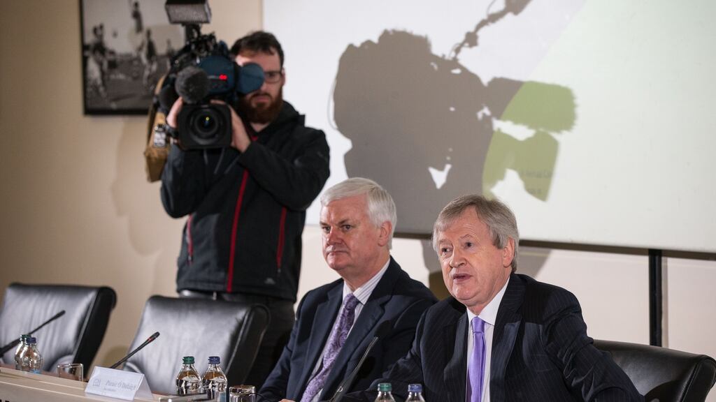 GAA president Aogán Ó Fearghail and director general Páraic Duffy at Croke Park. Photograph: Cathal Noonan/Inpho