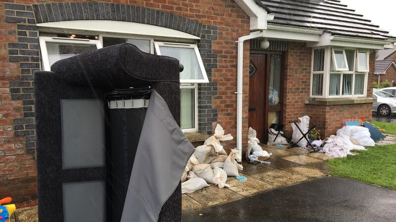 Flood clean-up in Ivy Mead in Drumahoe, Co Derry. Photograph: Freya McClements