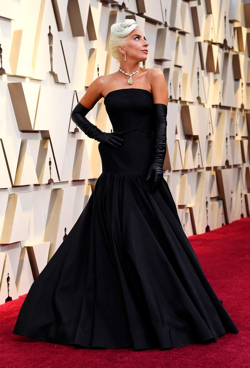 Lady in black: Alexander McQueen was the designer chosen by Lady Gaga  for the  the red carpet at  the 91st  Academy Awards in  Hollywood on Sunday. Photograph:  Kevork Djansezian/Getty Images
