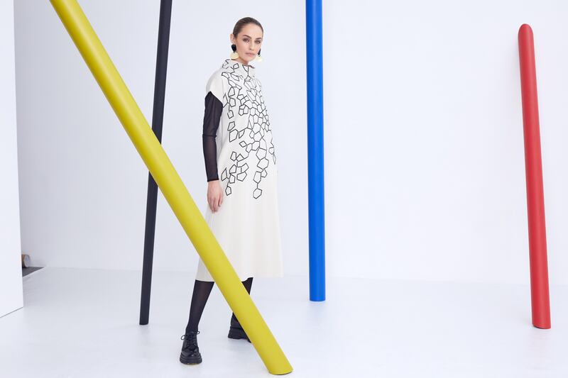 Geometric print high neck dress €171