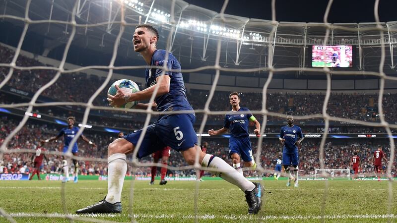 Jorginho celebrates after scoring his team’s second goal. Photo: Michael Regan/Getty Images