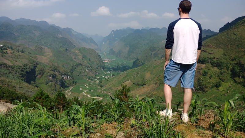 Gavin Brennan taking a break from running on the mountains around Hanoi.