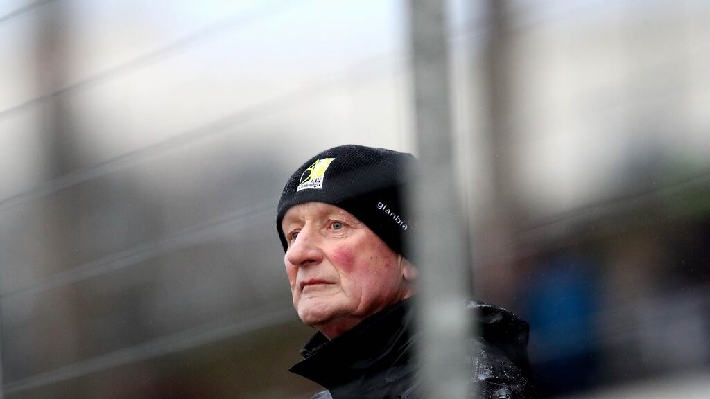 Kilkenny manager Brian Cody in the stands after being sent off during the Bord na Mona Walsh Cup Final against Wexford at Nowlan Park. Photograph: Ryan Byrne/Inpho