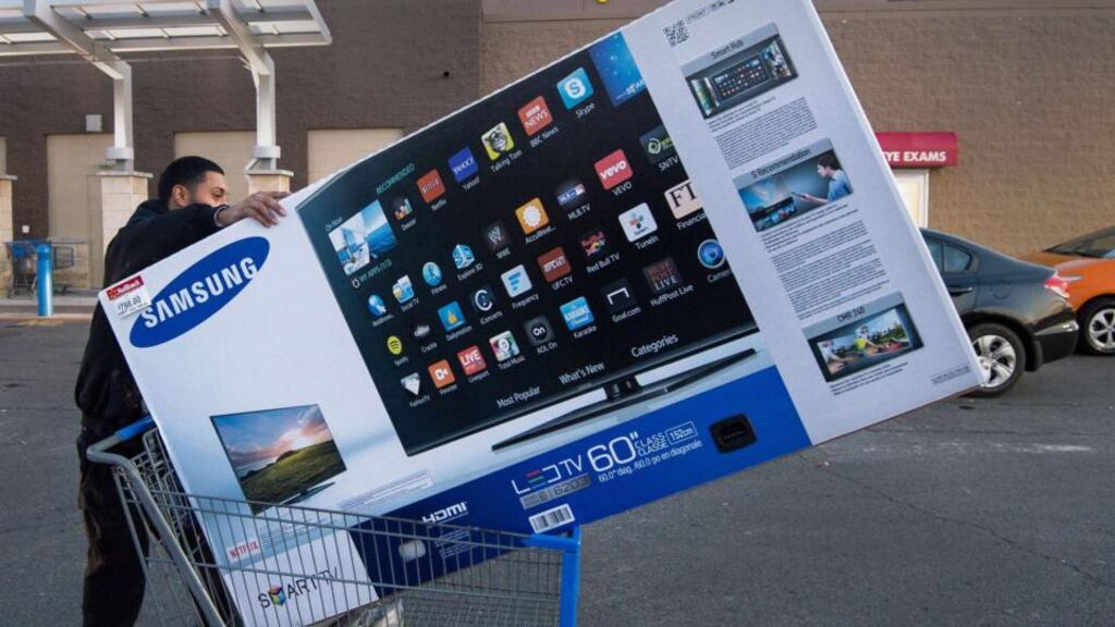 A shopper in Fairfax, Virginia. US retail sells fell over the last 11 months.