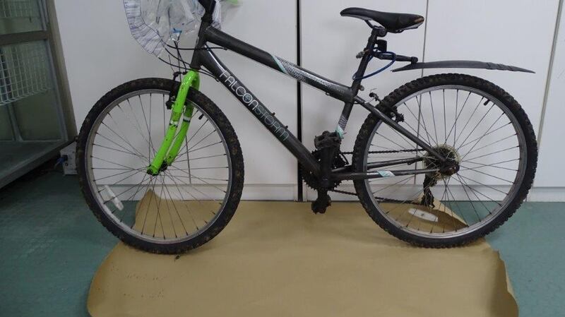 An Garda Síochána are appealing for any information on a Falcon Storm mountain bike with straight handlebars and distinctive yellow/green front forks.