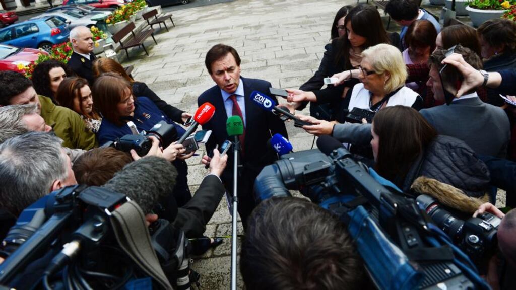 Justice Minister Alan Shatter speaking to the media at a press conference on the subject of allegations of improper cancellation of penalty points. Photograph: Bryan O’Brien